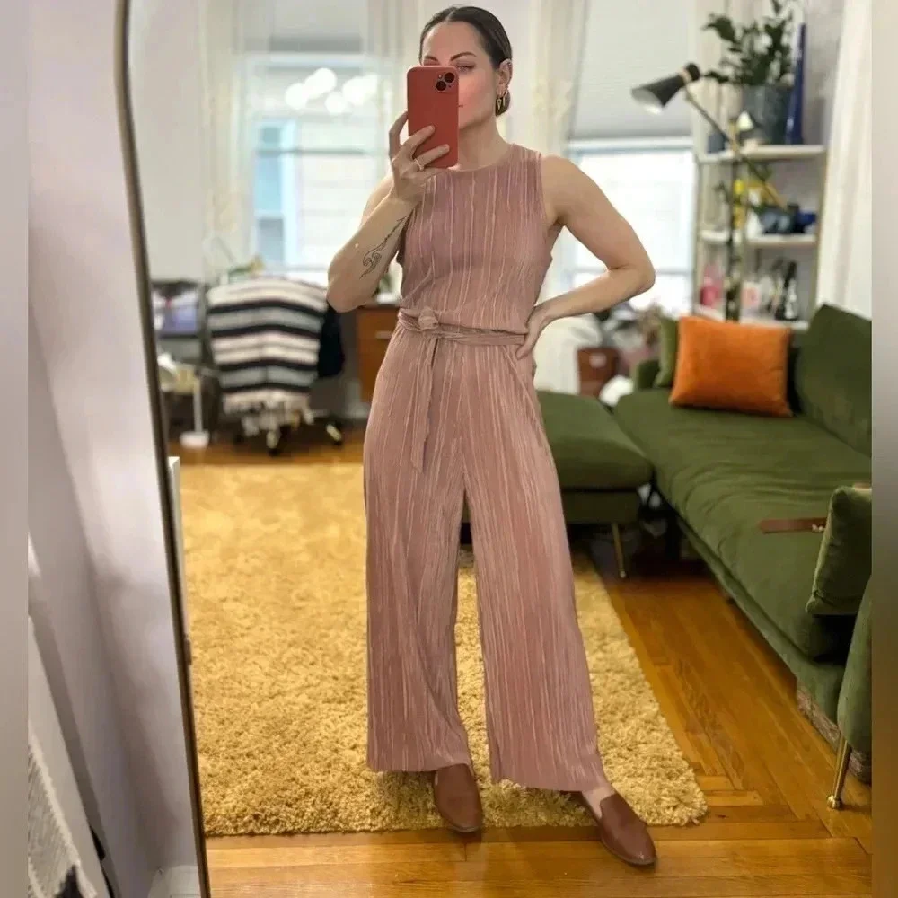Asos Wrap Around Salmon Pink Sleeveless Jumpsuit